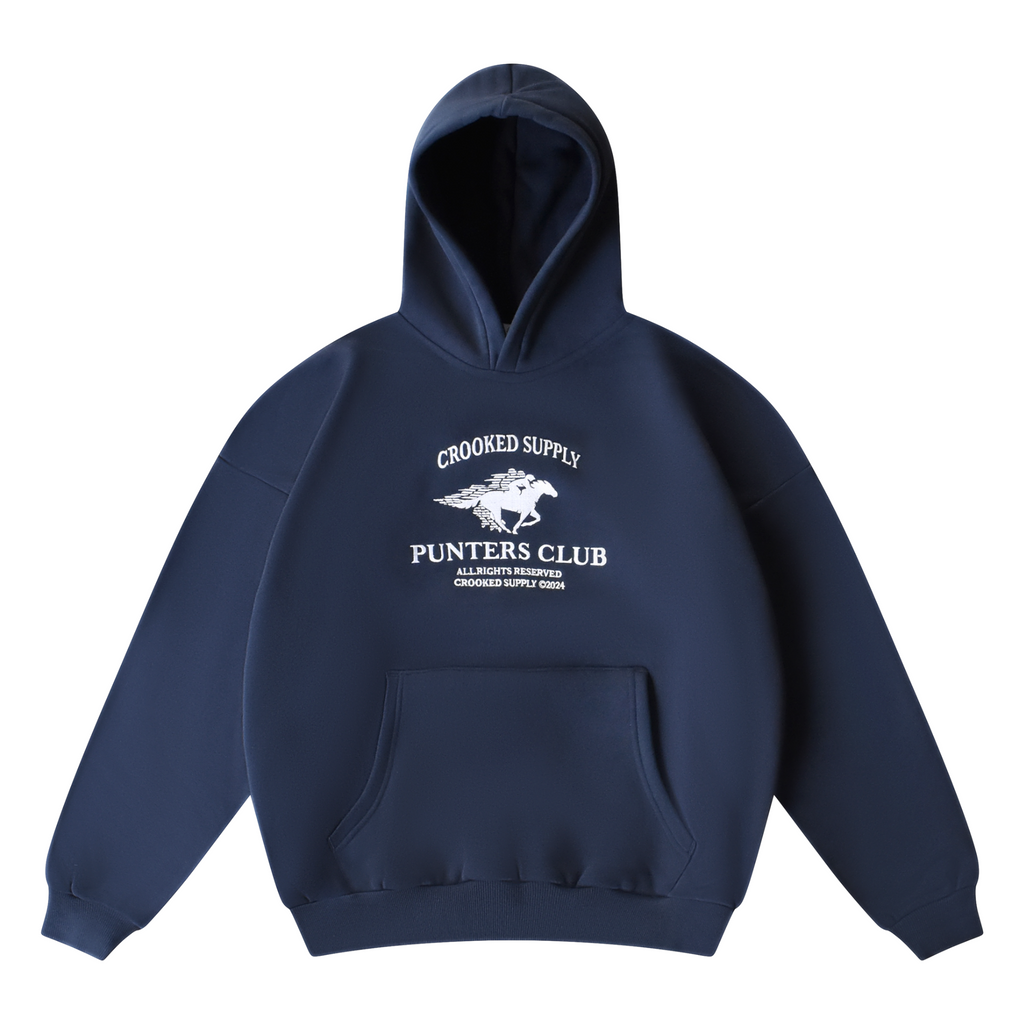 Punters Club Jockey Hoodie - Navy Blue (Embroidered Logo)
