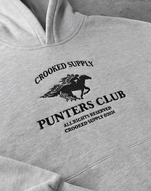 Punters Club Jockey Hoodie - Heather Grey (Embroidered Logo)