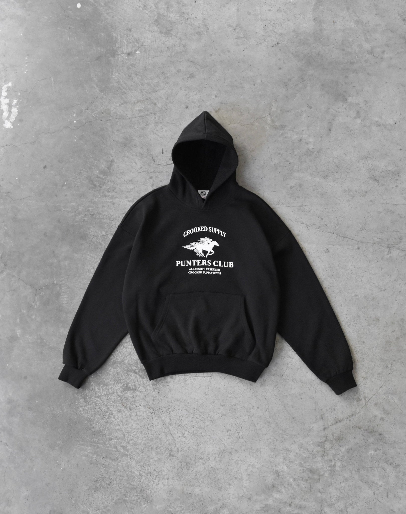 Punters Club Jockey Hoodie - Black (Embroidered Logo)