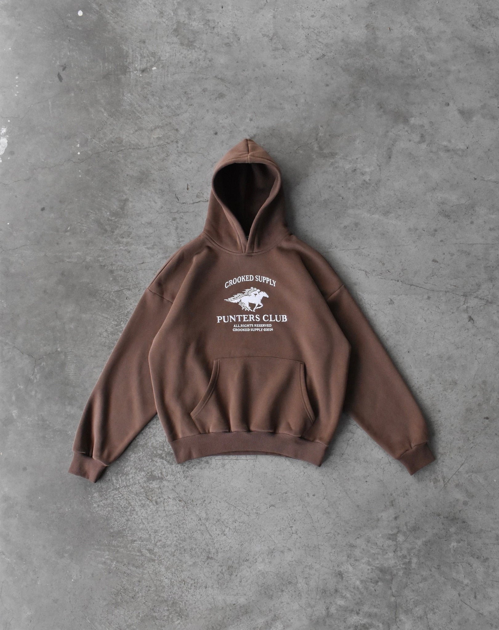 Punters Club Jockey Hoodie - Brown (Embroidered Logo)