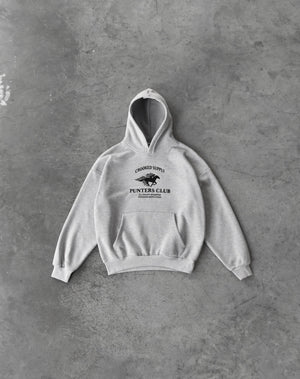 Punters Club Jockey Hoodie - Heather Grey (Embroidered Logo)