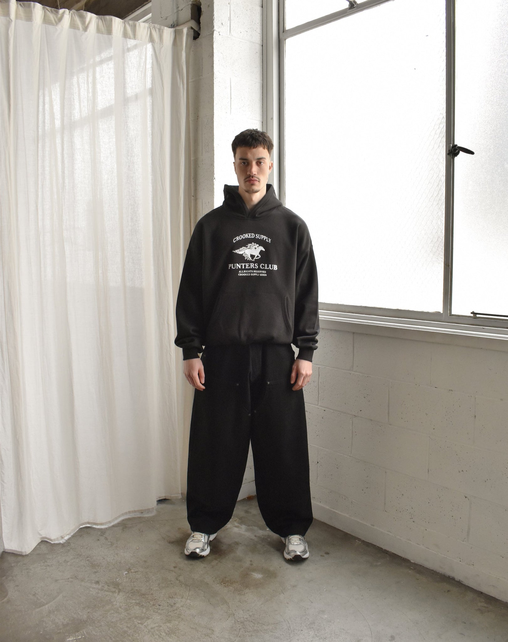 Punters Club Jockey Hoodie - Black (Embroidered Logo)