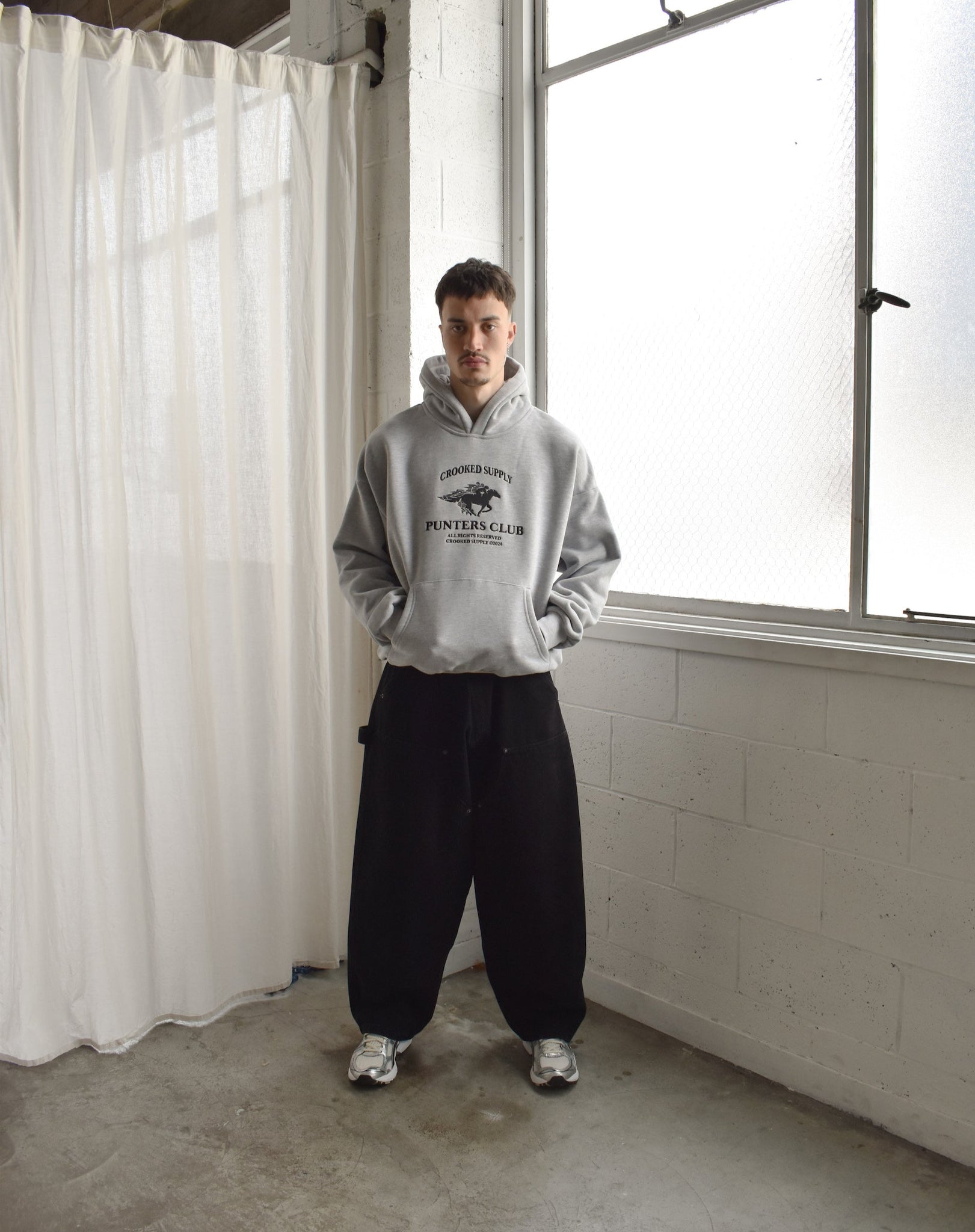 Punters Club Jockey Hoodie - Heather Grey (Embroidered Logo)