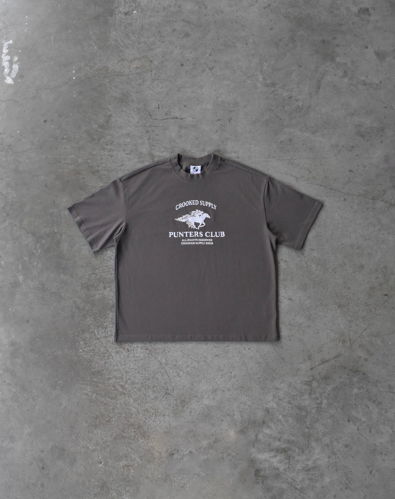 Punters Club Jockey T-shirt - Charcoal (Embroidered Logo)