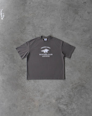 Punters Club Jockey T-shirt - Charcoal (Embroidered Logo)