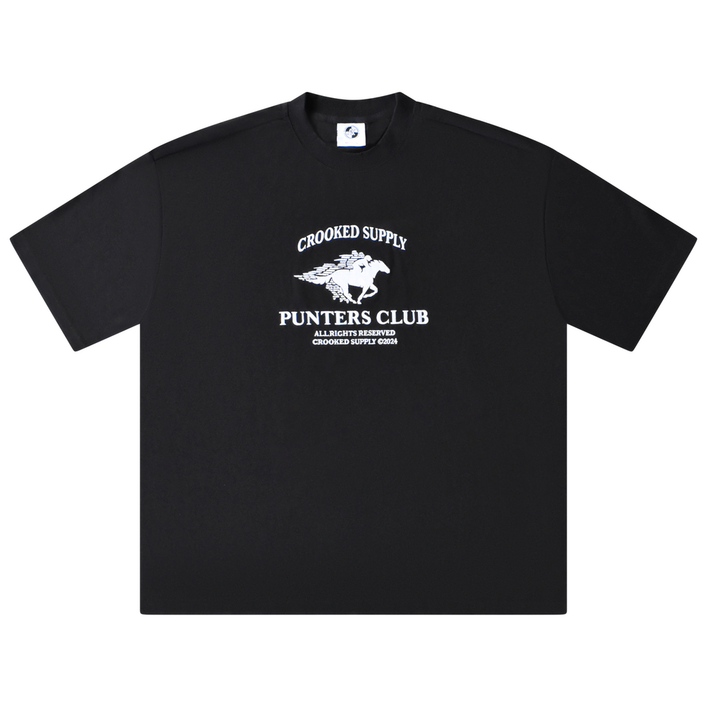 Punters Club Jockey T-shirt - Black (Embroidered Logo)