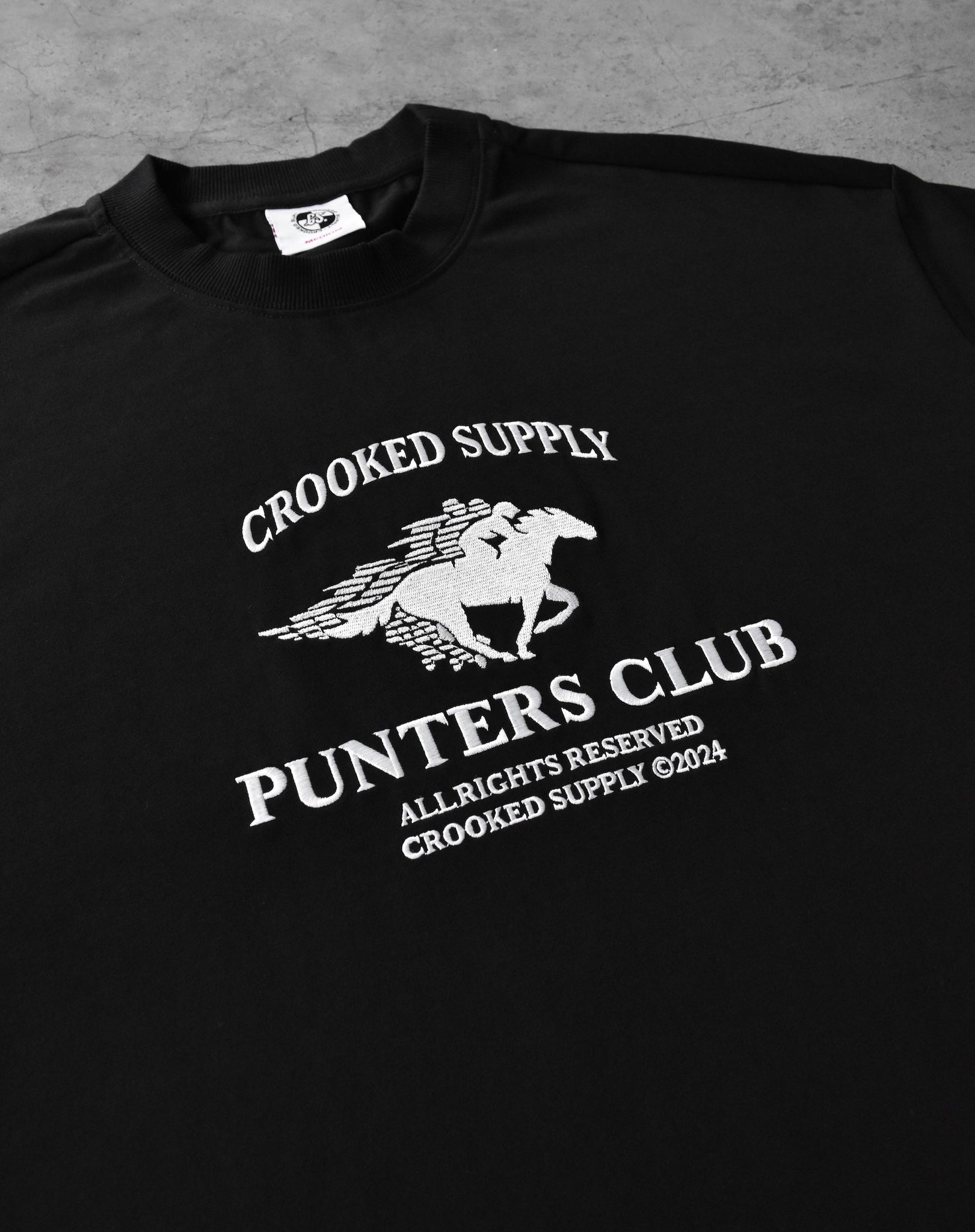 Punters Club Jockey T-shirt - Black (Embroidered Logo)
