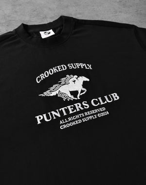 Punters Club Jockey T-shirt - Black (Embroidered Logo)