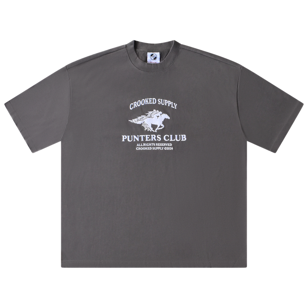 Punters Club Jockey T-shirt - Charcoal (Embroidered Logo)