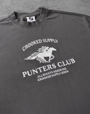 Punters Club Jockey T-shirt - Charcoal (Embroidered Logo)