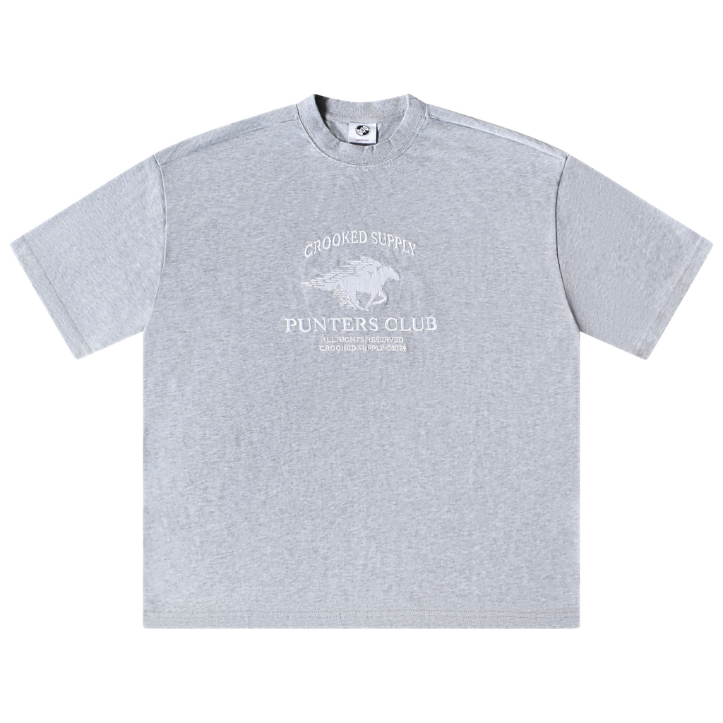Punters Club Jockey T-shirt - Grey (Embroidered Logo)