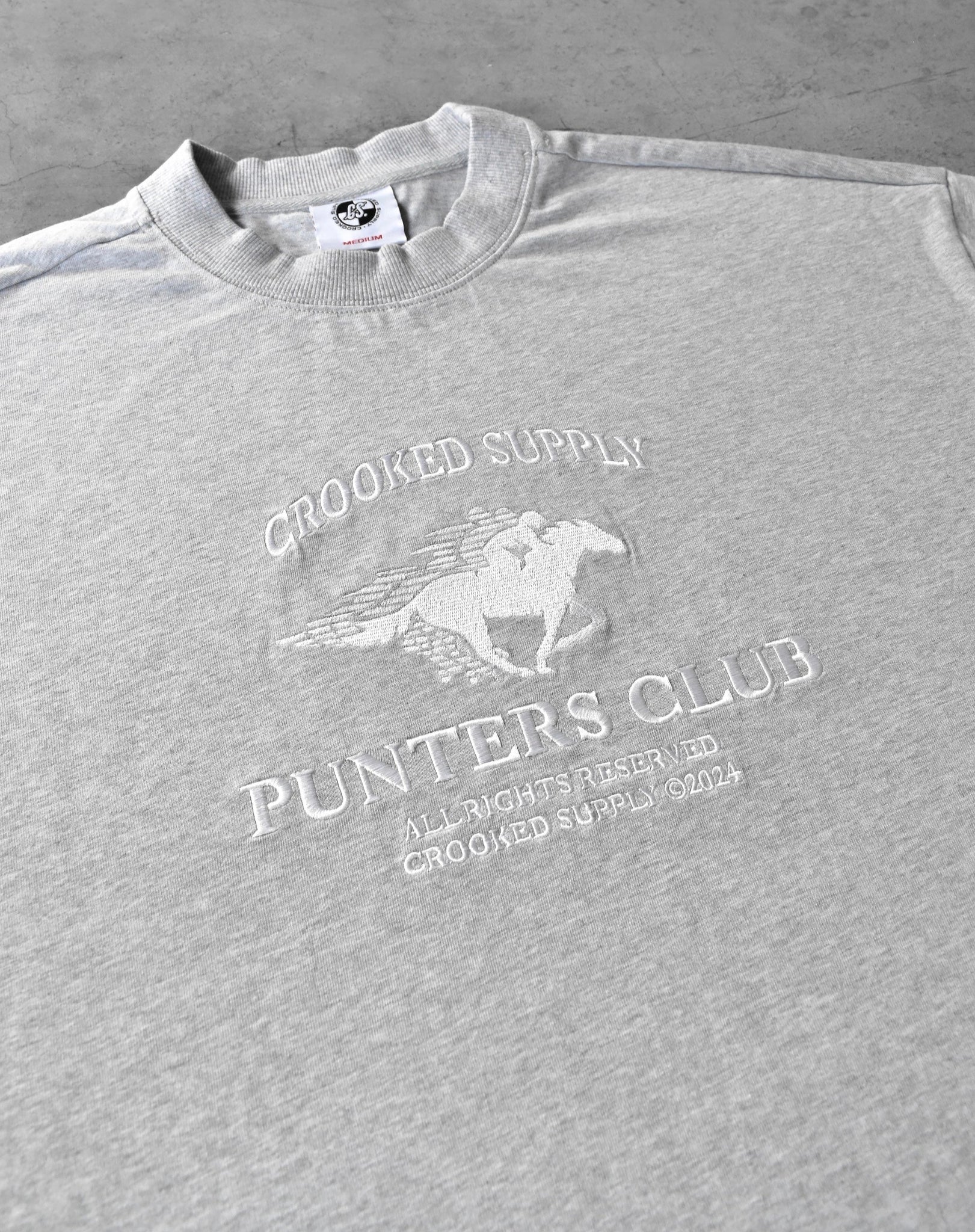 Punters Club Jockey T-shirt - Grey (Embroidered Logo)