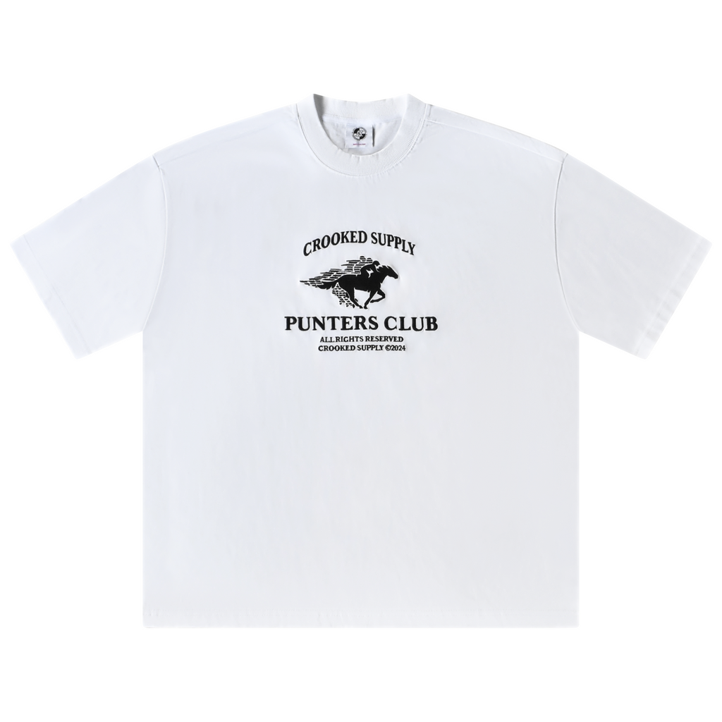 Punters Club Jockey T-shirt - White (Embroidered Logo)
