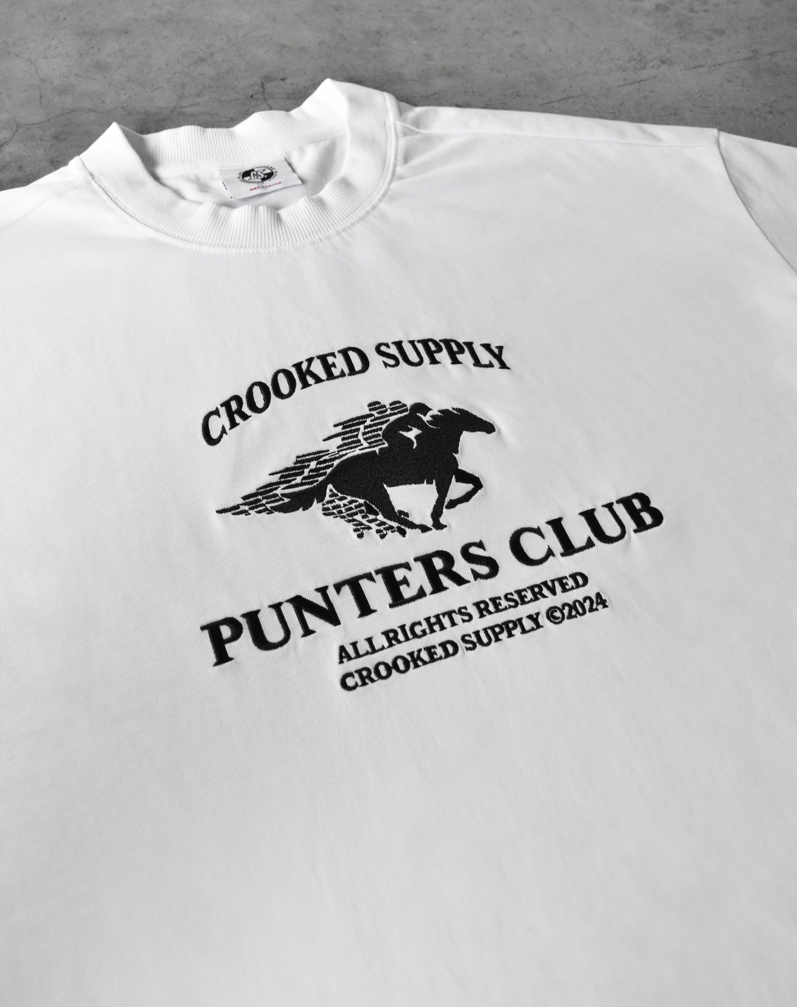 Punters Club Jockey T-shirt - White (Embroidered Logo)
