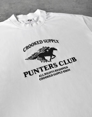 Punters Club Jockey T-shirt - White (Embroidered Logo)