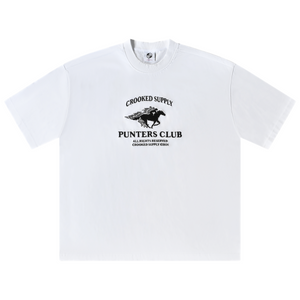 Punters Club Jockey T-shirt - White (Embroidered Logo)