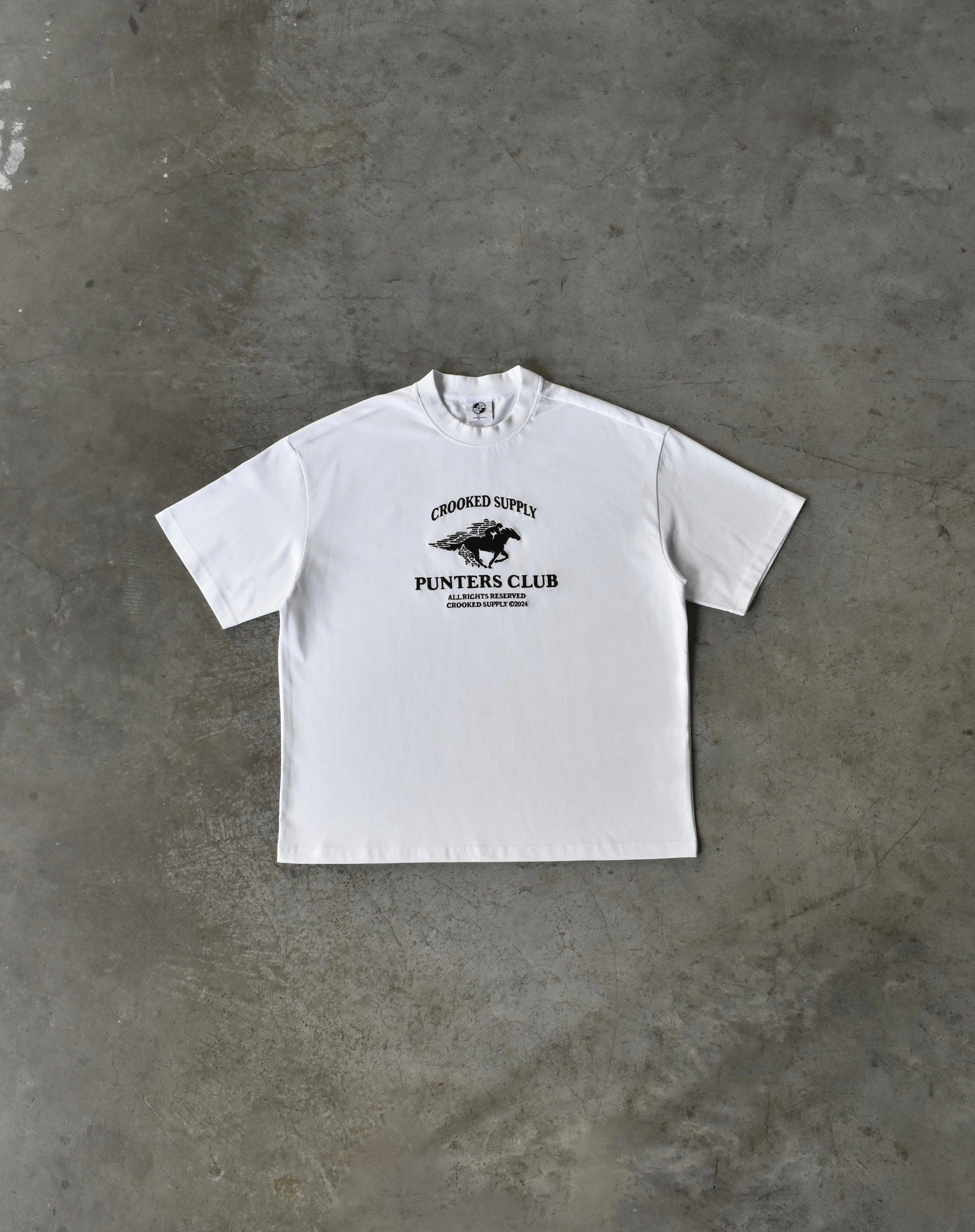 Punters Club Jockey T-shirt - White (Embroidered Logo)