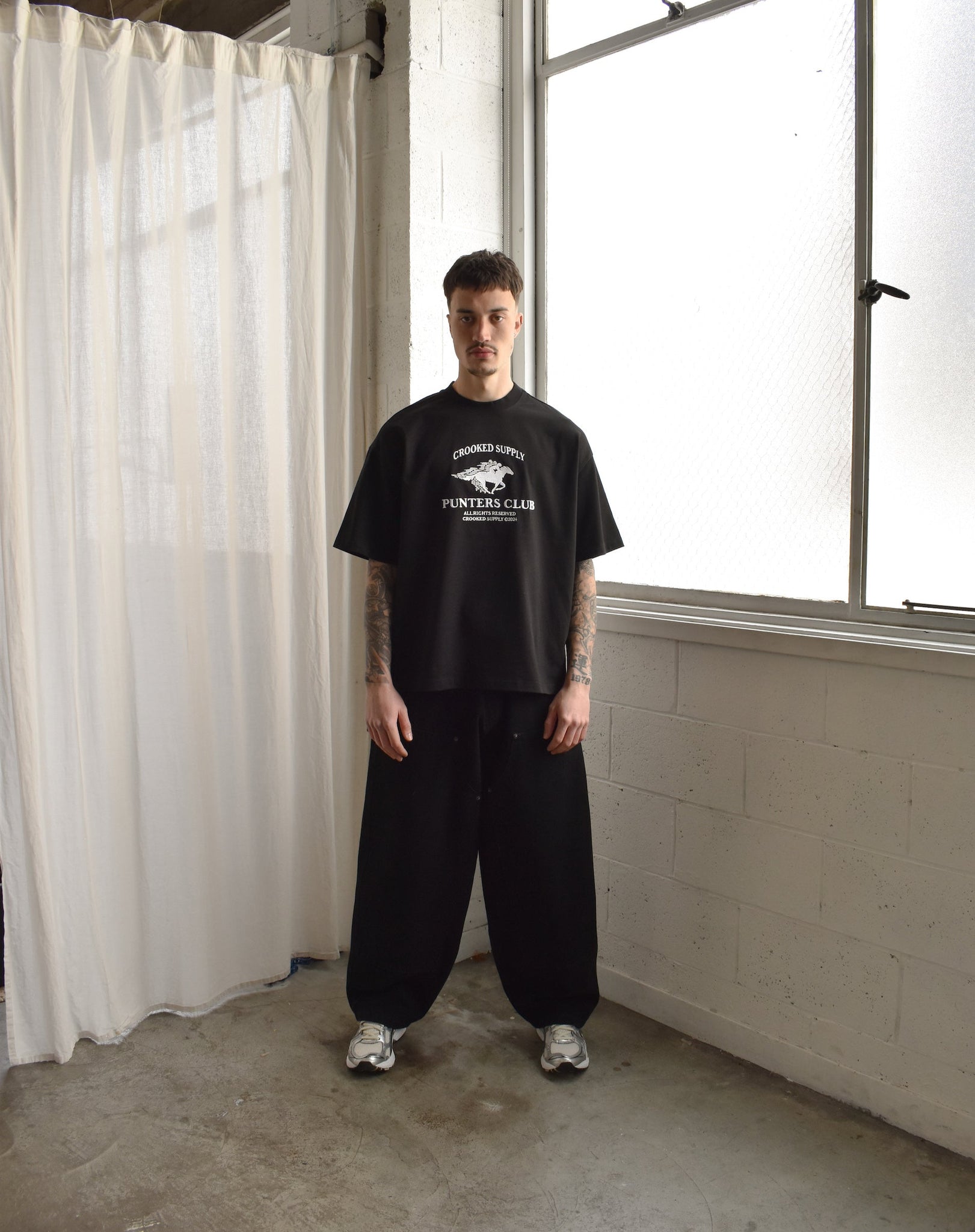 Punters Club Jockey T-shirt - Black (Embroidered Logo)