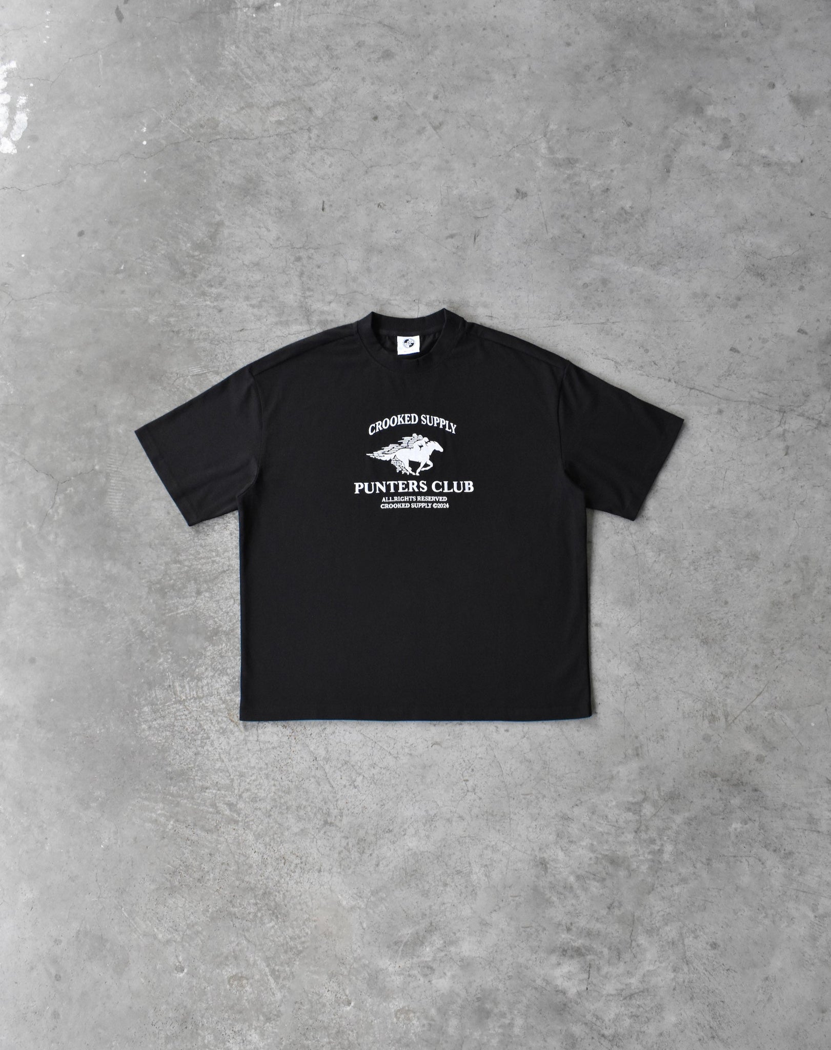Punters Club Jockey T-shirt - Black (Embroidered Logo)