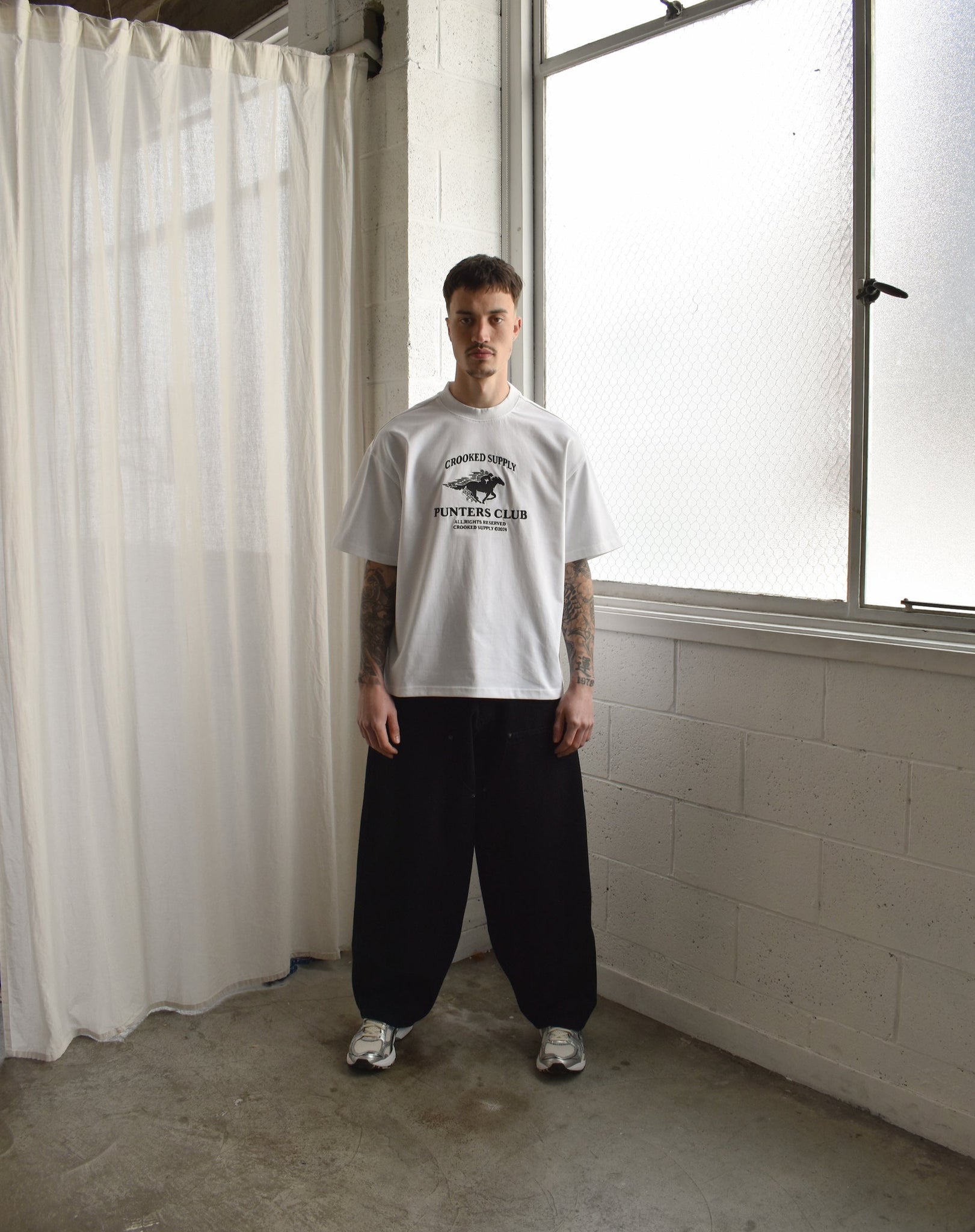 Punters Club Jockey T-shirt - White (Embroidered Logo)