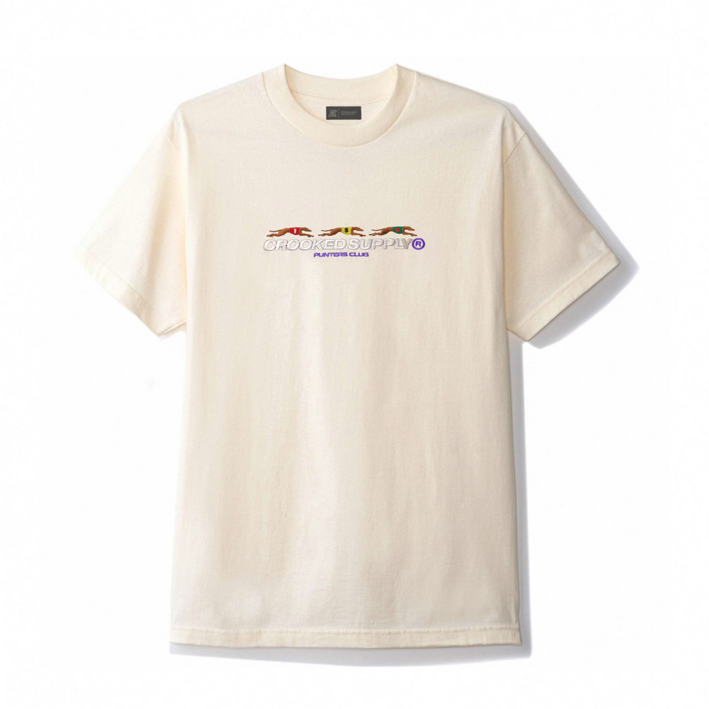 (New) Punters Club Tee - Cream (Embroidered Logo)