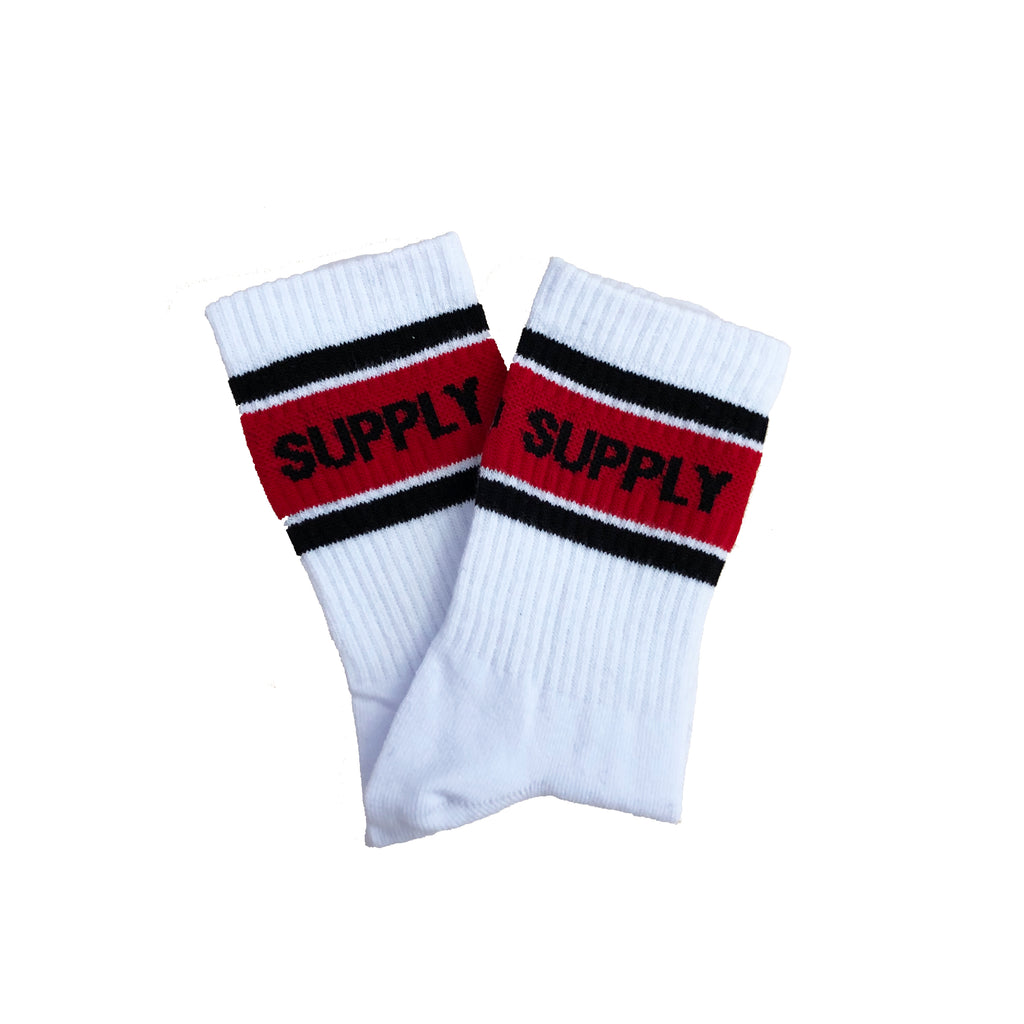 Stripe Crew Socks - White
