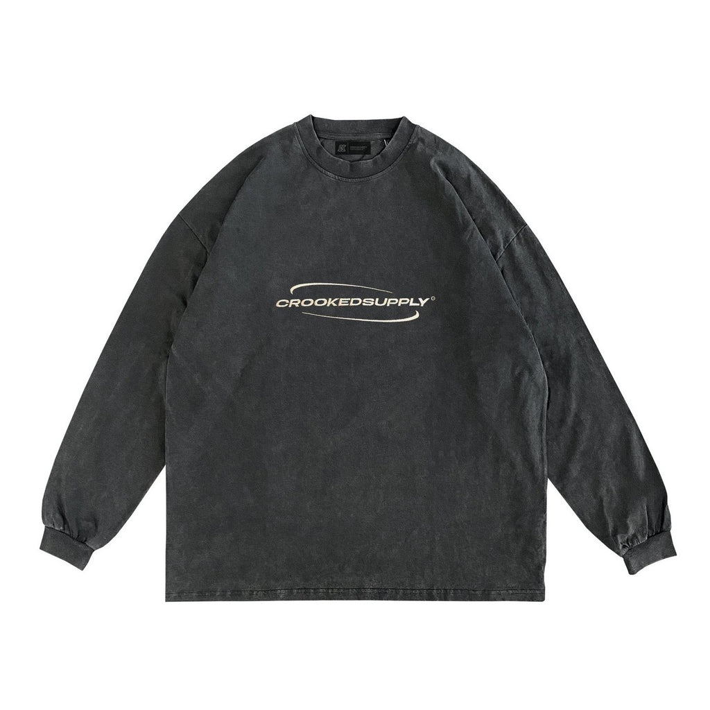 Oversized Luxury Long-sleeve Tee  - Washed Black