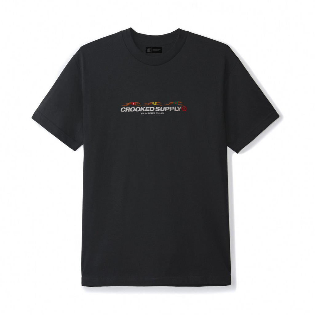 Punters Club Tee - Black (Embroidered Logo)