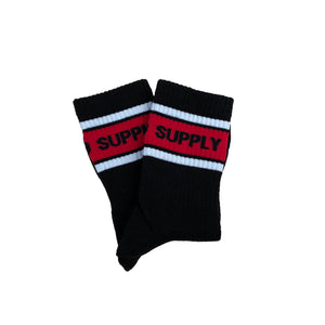 Stripe Crew Socks - Black