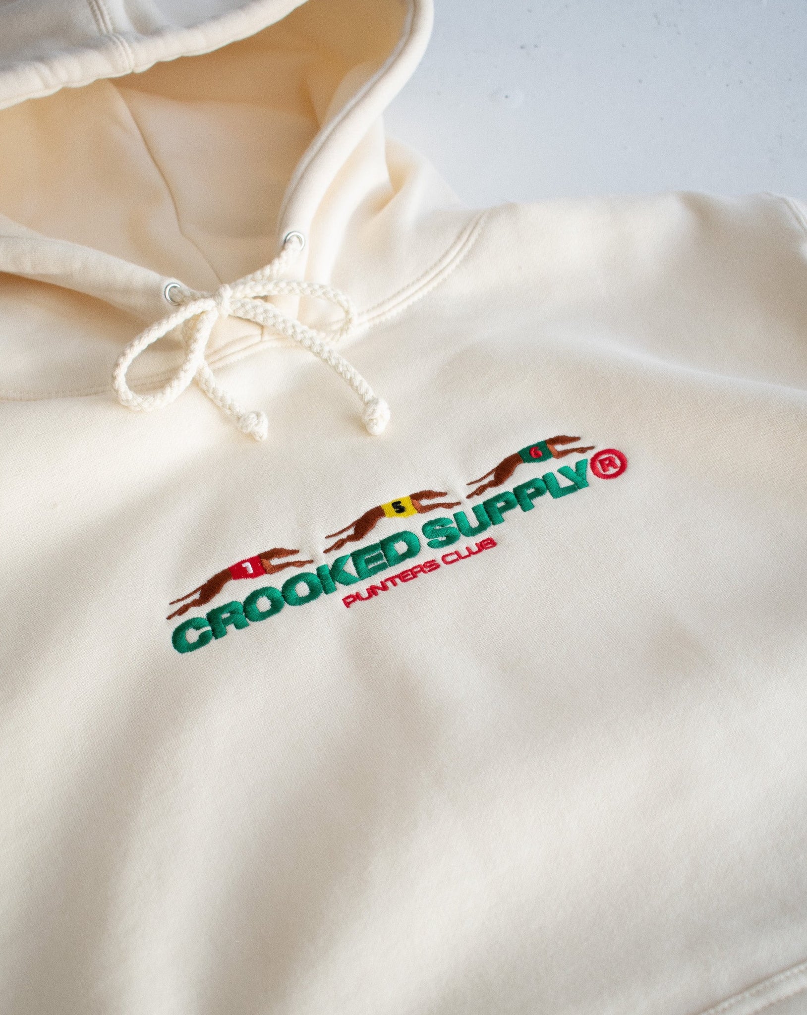 Punters Club Hoodie - Creme (Embroidered Logo)