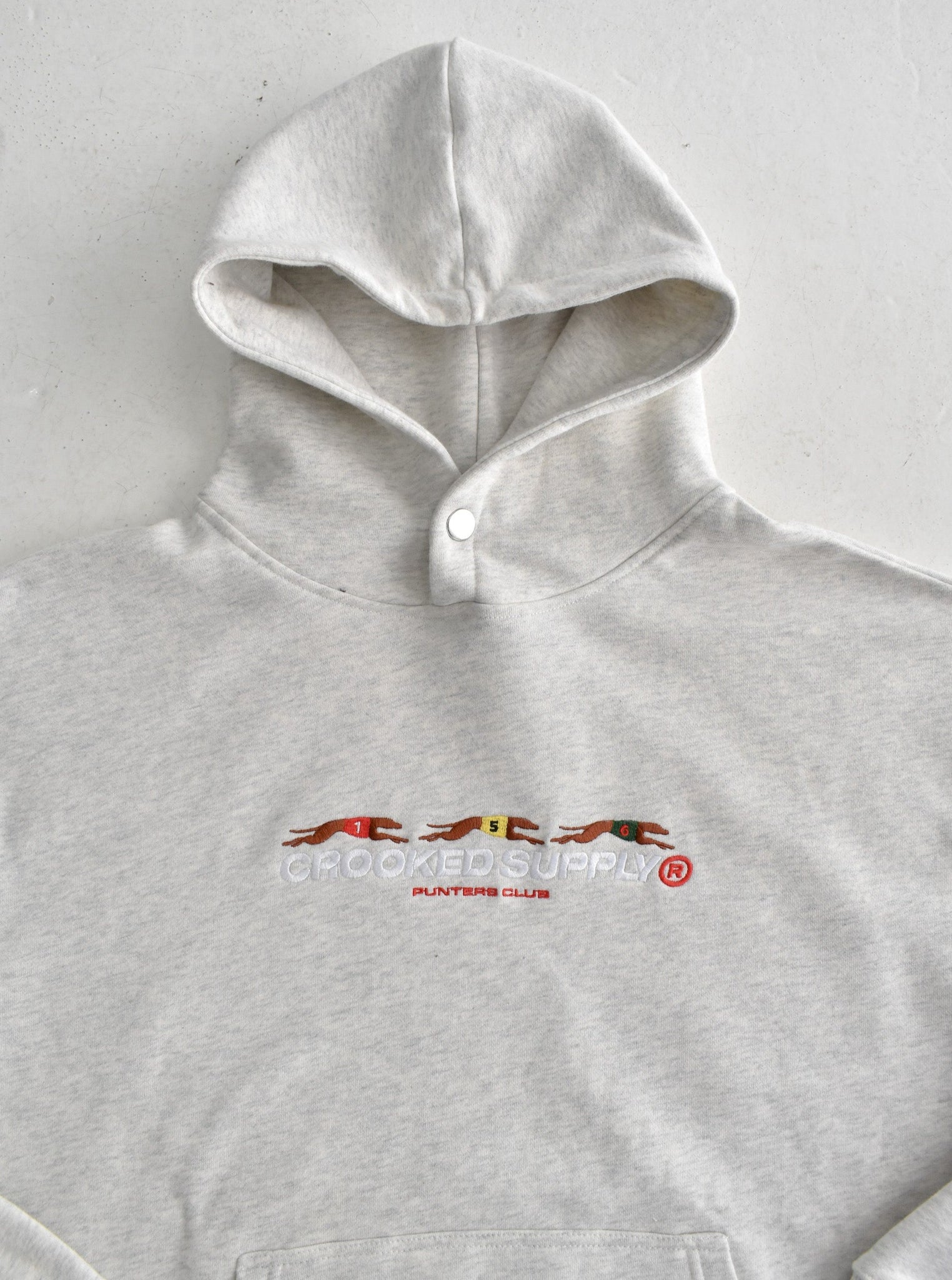 (New) Punters Club Hoodie - Light Grey (Embroidered Logo)