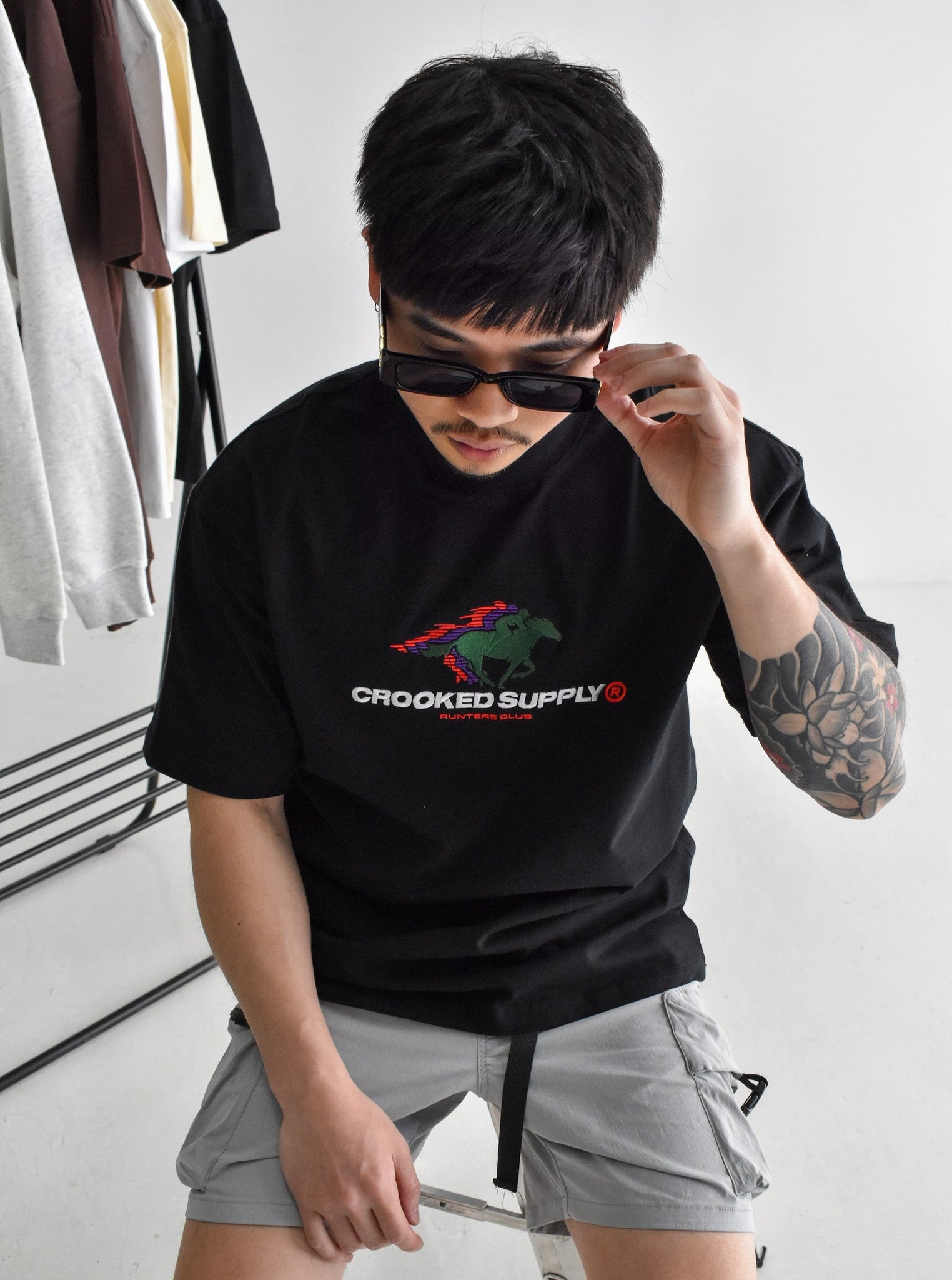 Punters Club 2 Tee - Black (Embroidered Logo)