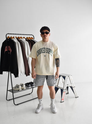 Jersey Tee - Cream (Embroidered Logo)