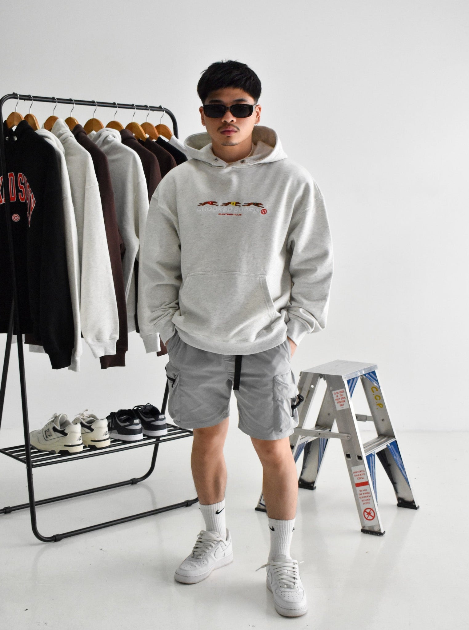 (New) Punters Club Hoodie - Light Grey (Embroidered Logo)