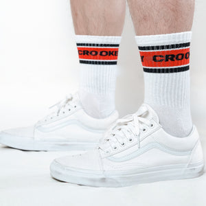 Stripe Crew Socks - White