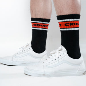 Stripe Crew Socks - Black