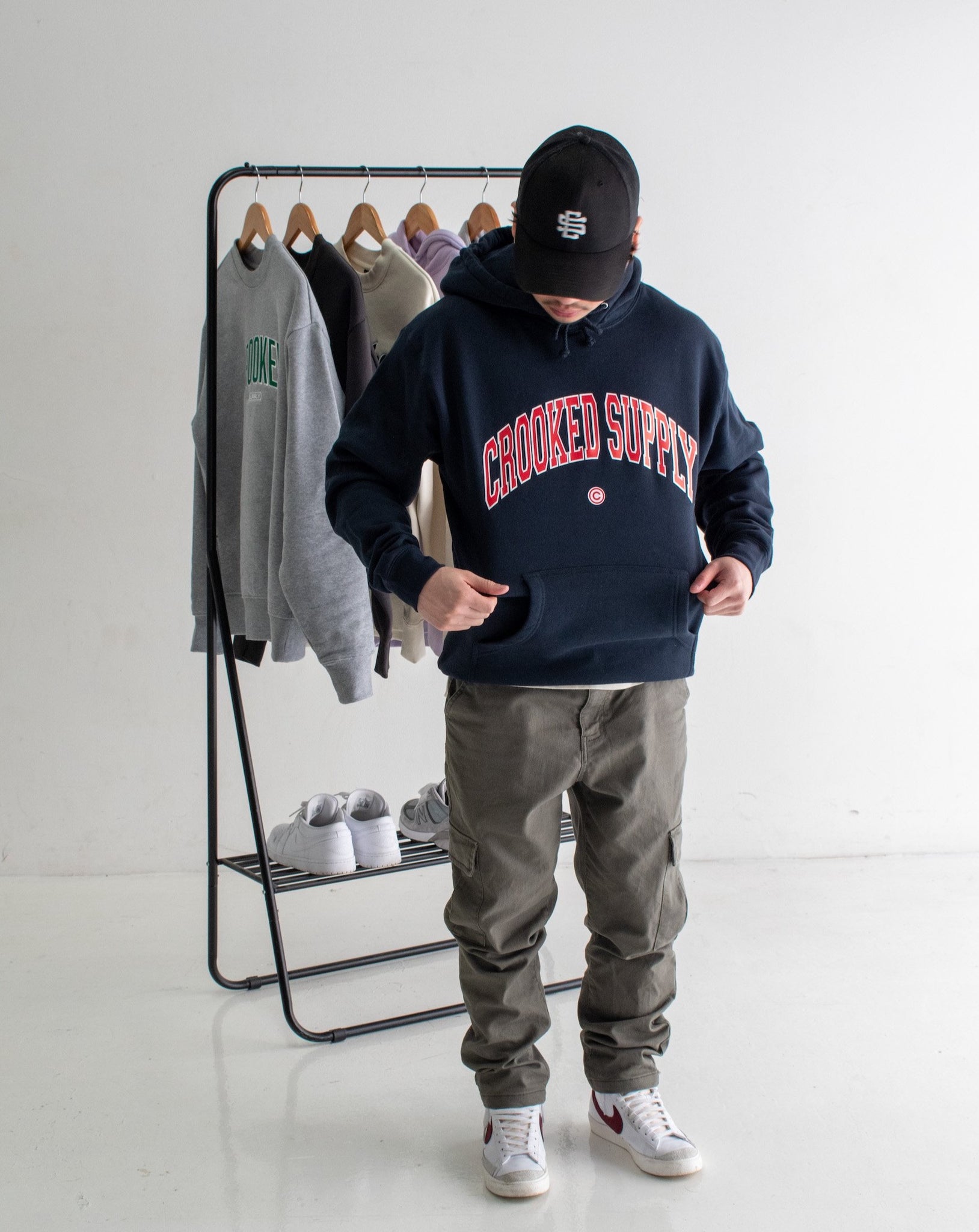 Crooked Supply Jersey Hoodie v3 Navy