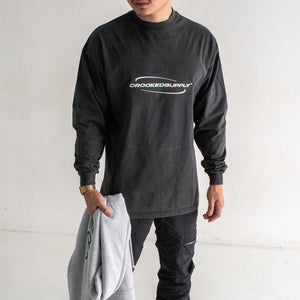 Oversized Luxury Long-sleeve Tee - Vintage Washed Black