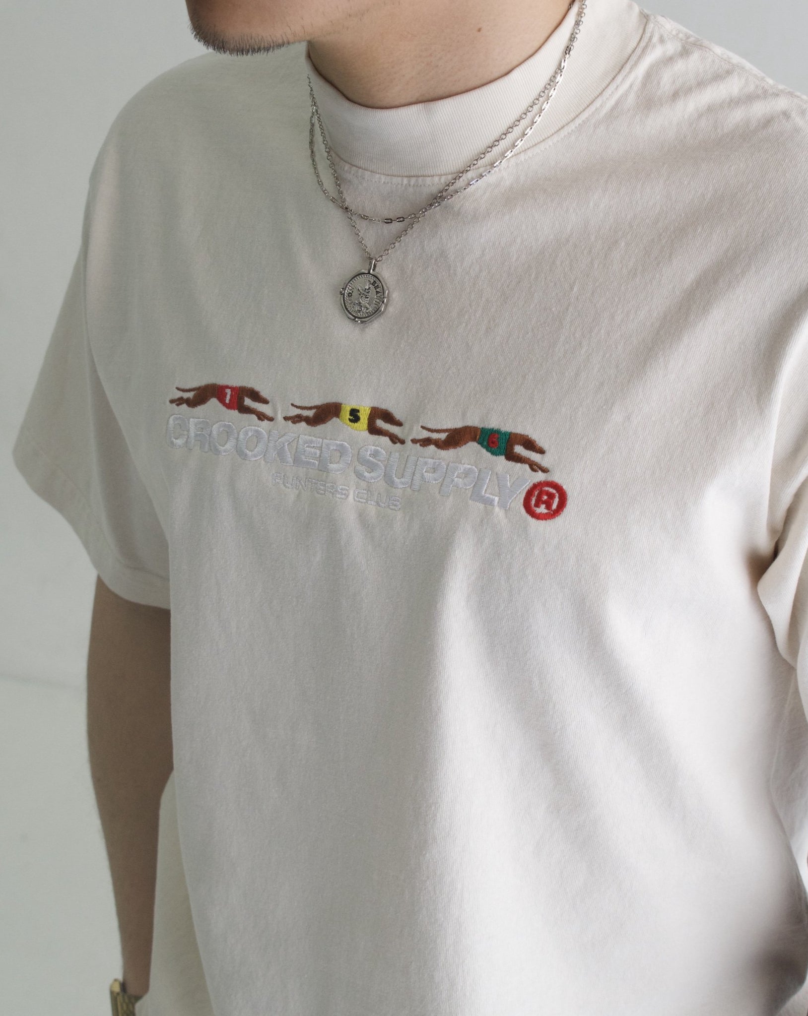 Punters Club Tee - Cream (Embroidered Logo)