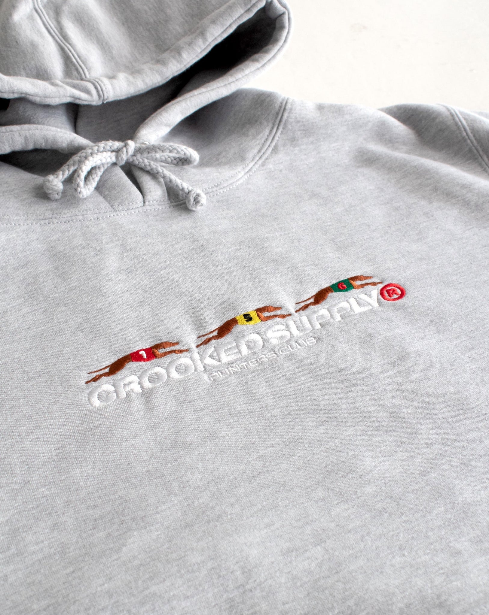 Punters Club Hoodie - Heather Grey (Embroidered Logo)