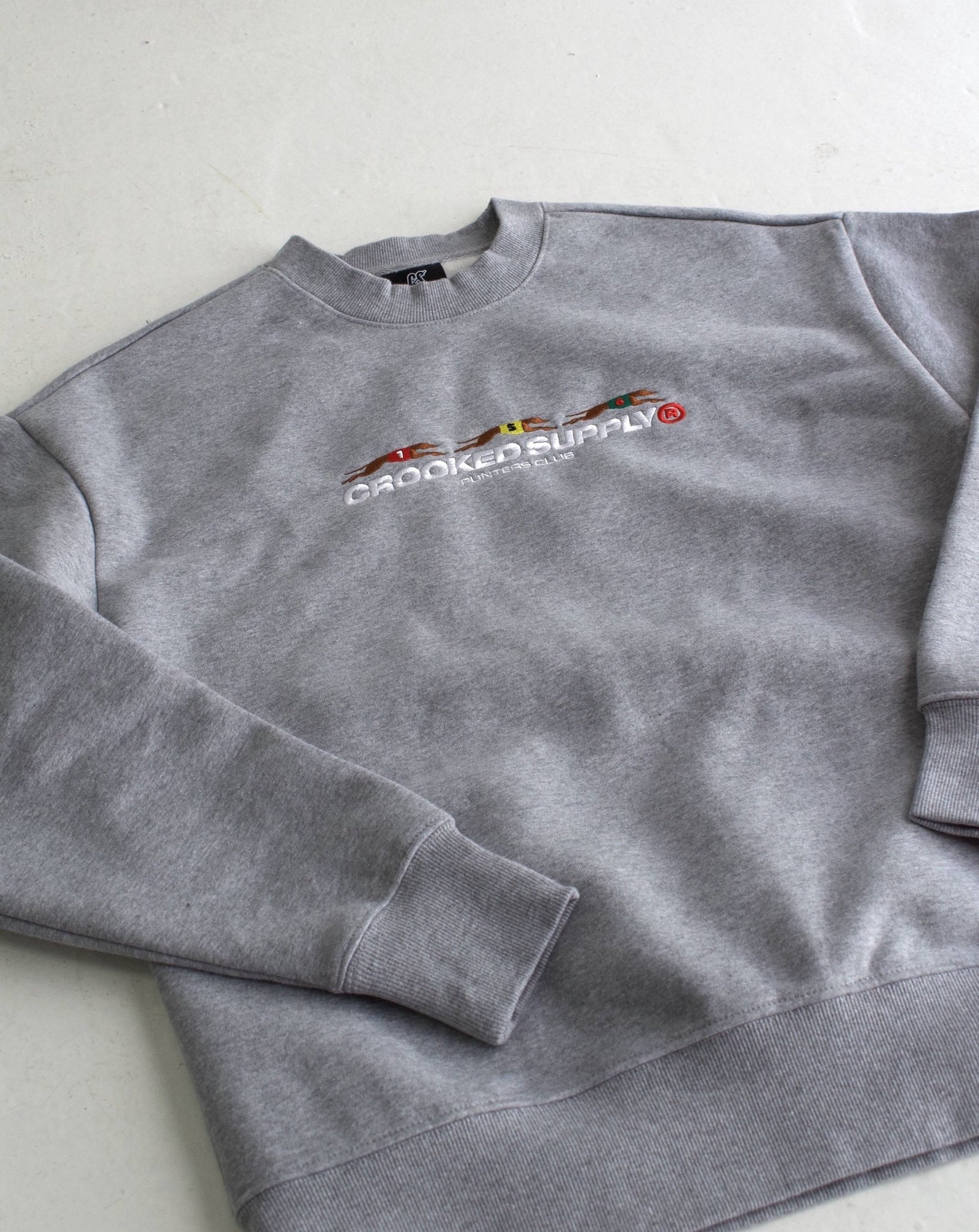 Punters Club Crew (Embroidered Logo) - Grey