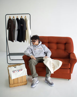 Punters Club Hoodie - Heather Grey (Embroidered Logo)