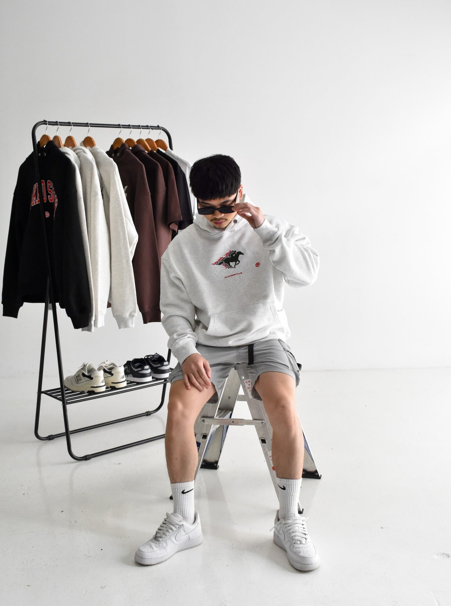 Punters Club 2 Hoodie - Light Grey (Embroidered Logo)