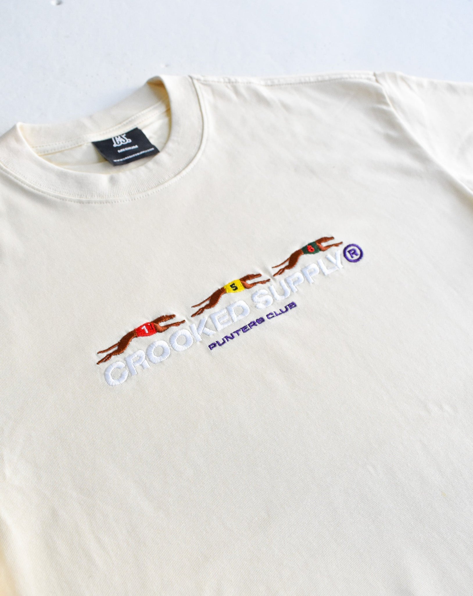 (New) Punters Club Tee - Cream (Embroidered Logo)