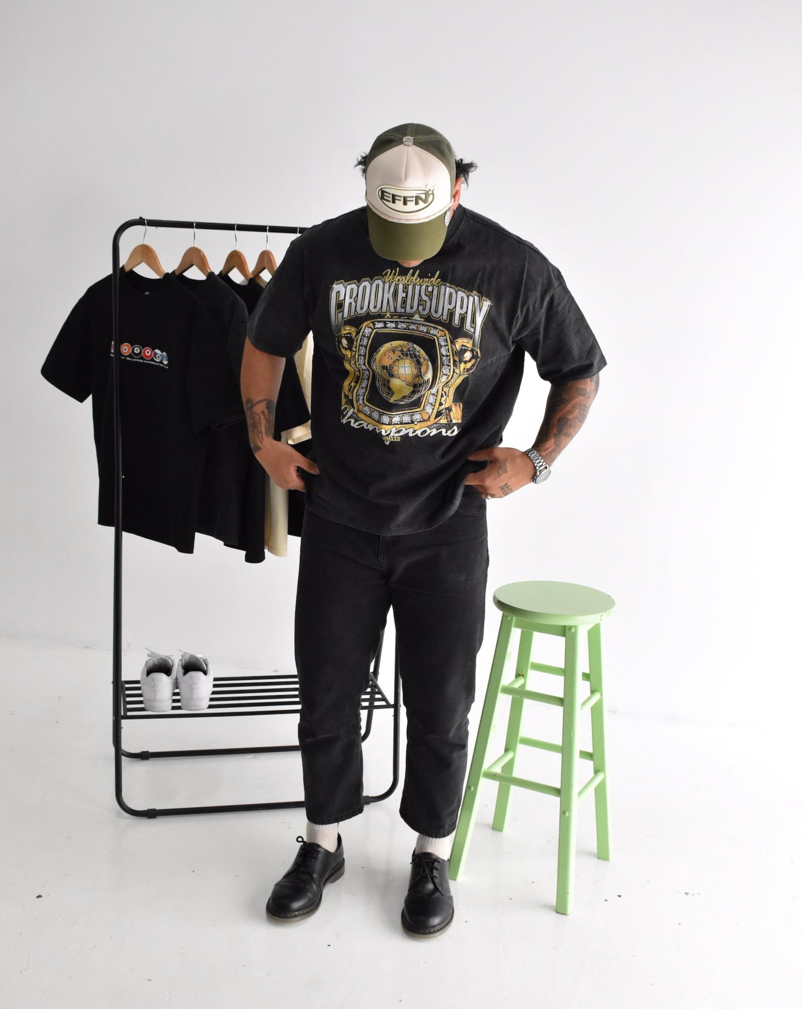 Champions Tee - Vintage Washed Black (Embroidered Logo)