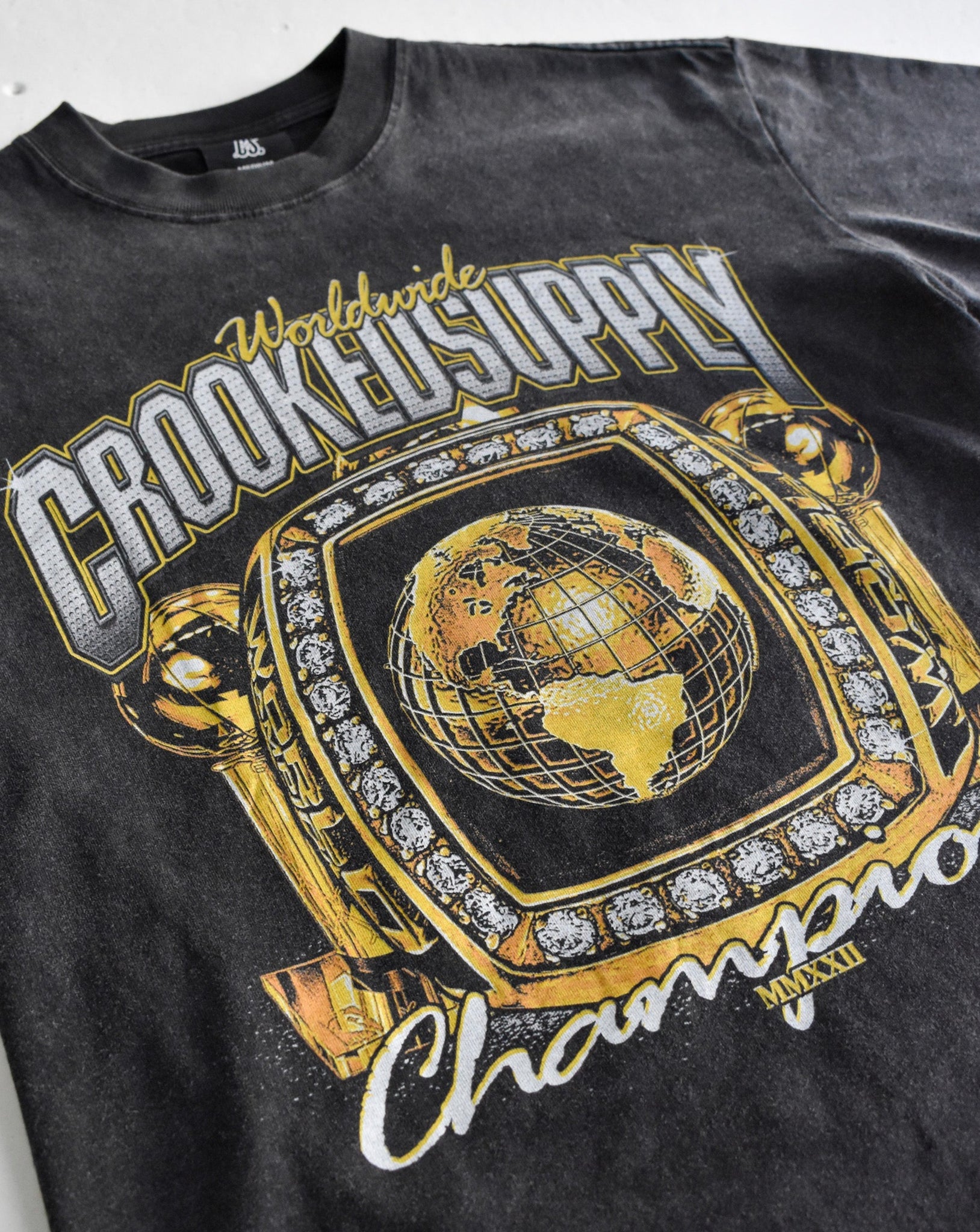 Champions Tee - Vintage Washed Black (Embroidered Logo)