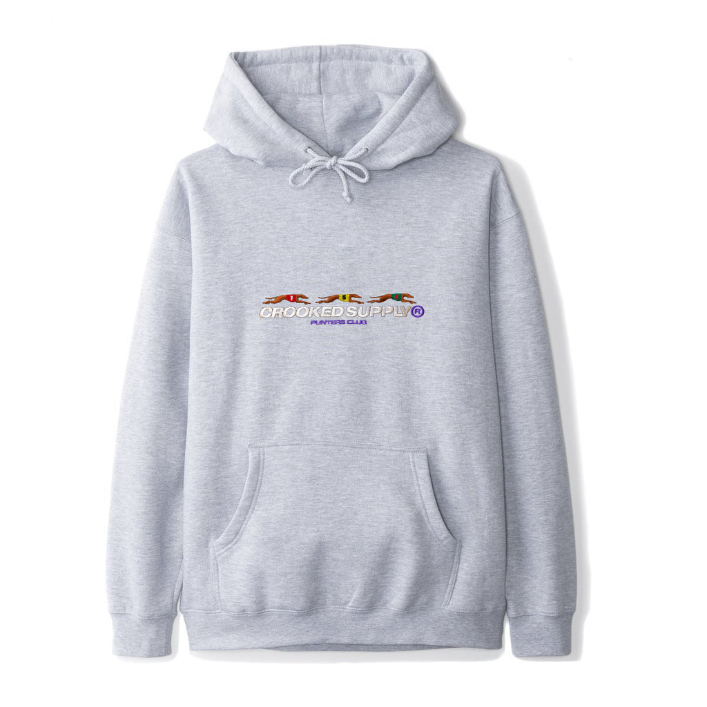 Punters Club Hoodie - Heather Grey v2 (Embroidered Logo)