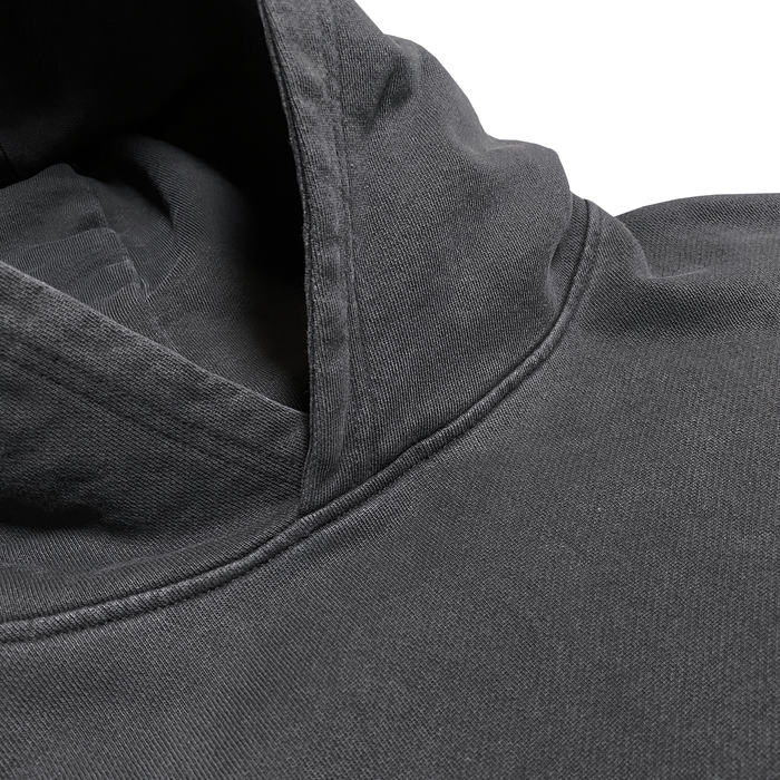 Oversized Luxury Hoodie (360 Embroidered Logo) - Vintage Washed Black
