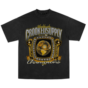 Champs Tee - Vintage Washed Black (Embroidered Logo)